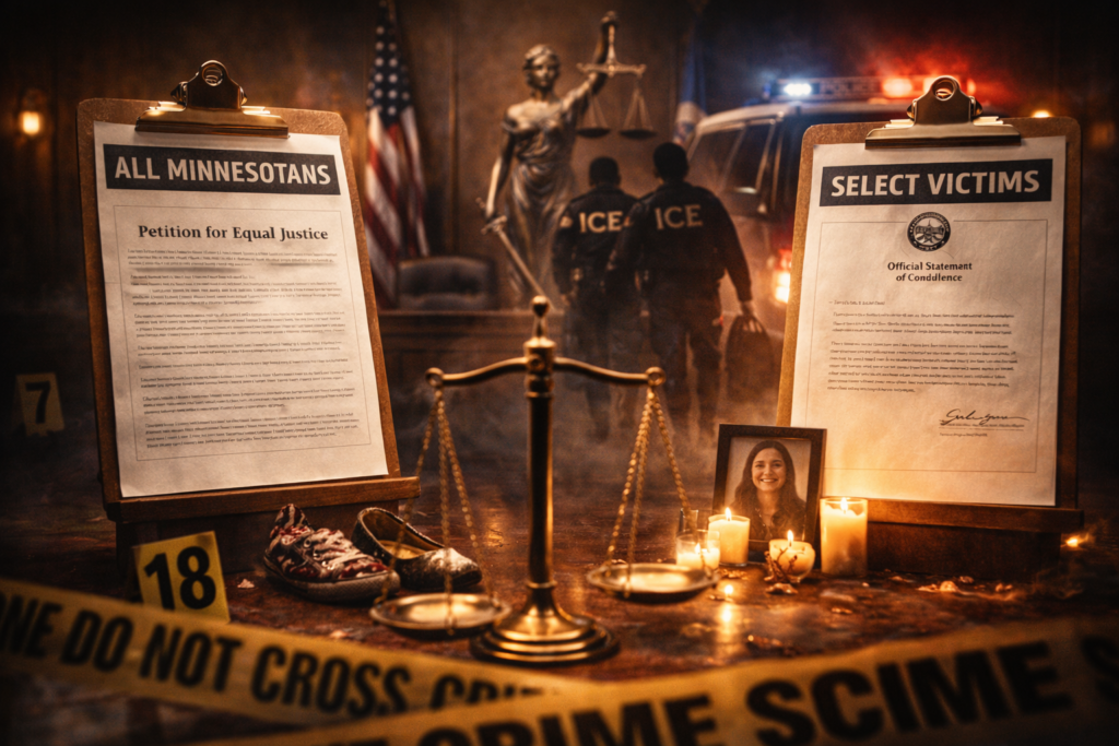 Analysis of Minnesota crime reporting and public response comparing attention given to immigration enforcement deaths with the lack of recognition for victims of violent crime