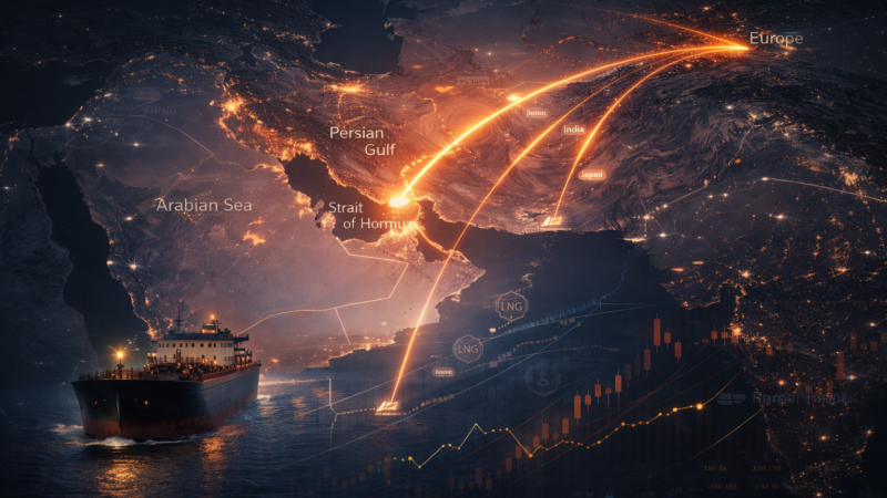 Strait of Hormuz global energy trade routes map showing oil tanker and shipping flows from the Persian Gulf to Asia and Europe