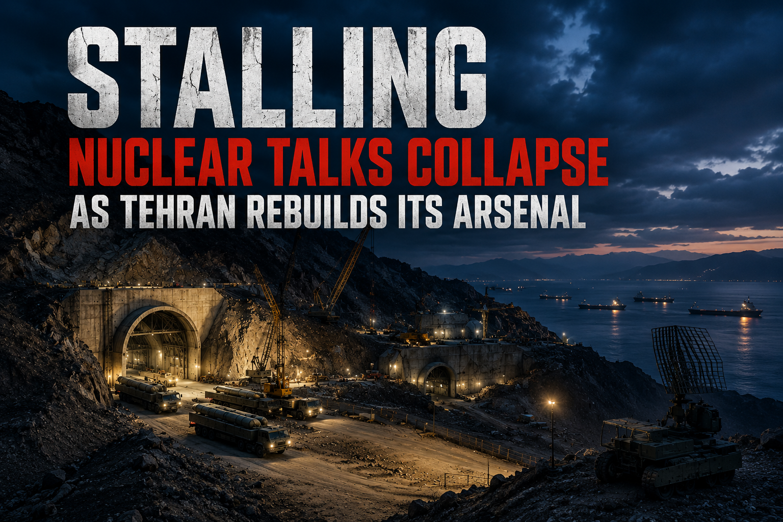 Iran nuclear talks collapse as Tehran rebuilds underground missile and nuclear infrastructure near the Strait of Hormuz.