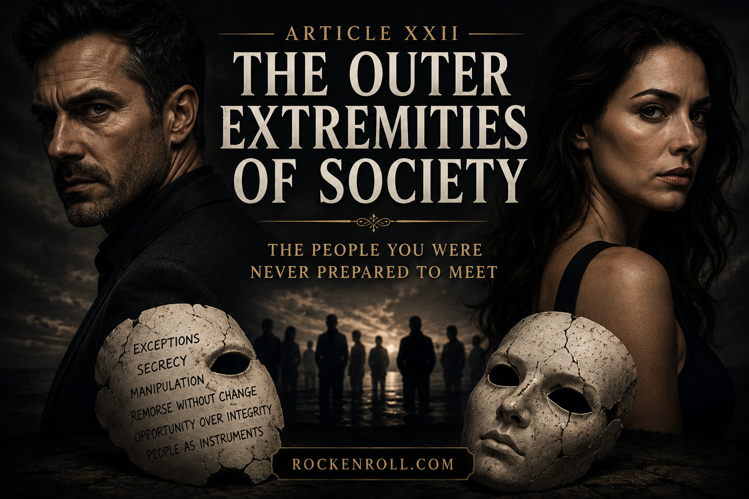 The Outer Extremities of Society explores the psychology of manipulation, secrecy, self-justification, compartmentalization, and exploitative behavior in the modern dating pool.