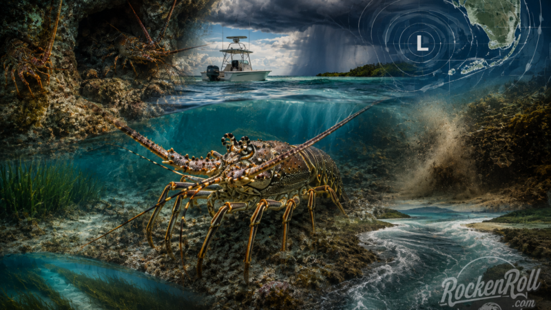 Caribbean spiny lobster beneath a low-pressure system in the Lower Florida Keys