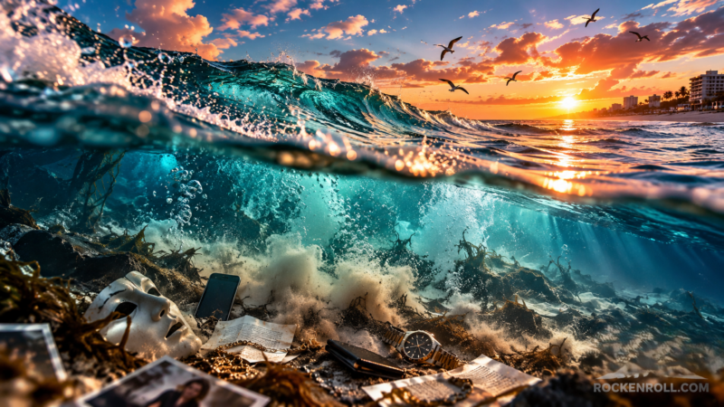 A calm social surface hides a turbulent reality beneath, illustrating the psychology of an incomplete truth
